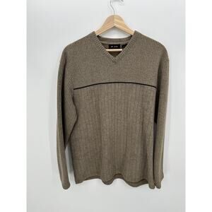 Axcess‎ Mens Brown Ribbed V Neck Sweater Y2K Skater Grunge Pullover Size M